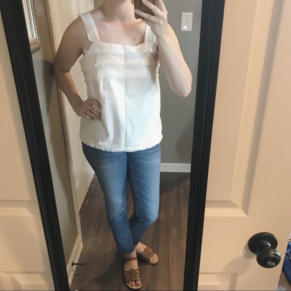 LOFT linen fringe tank white size small - Picture 4 of 4